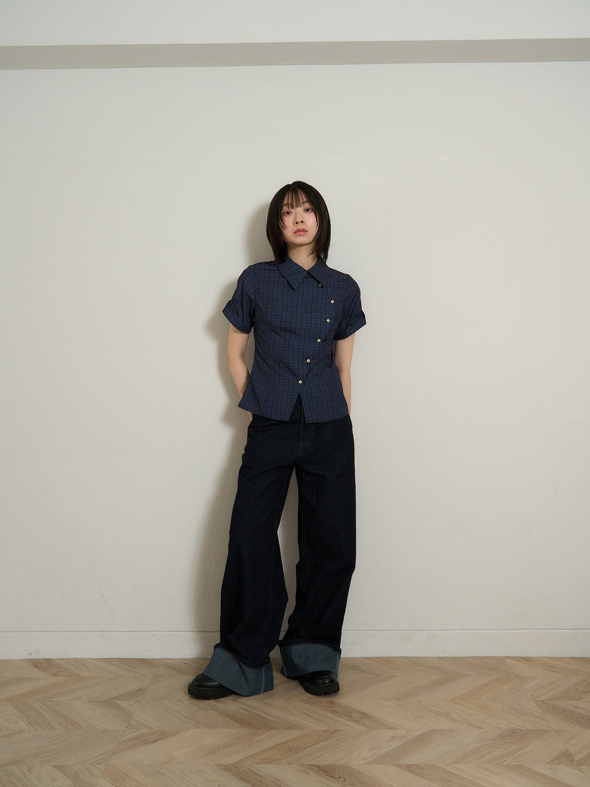 wide leg denim pants