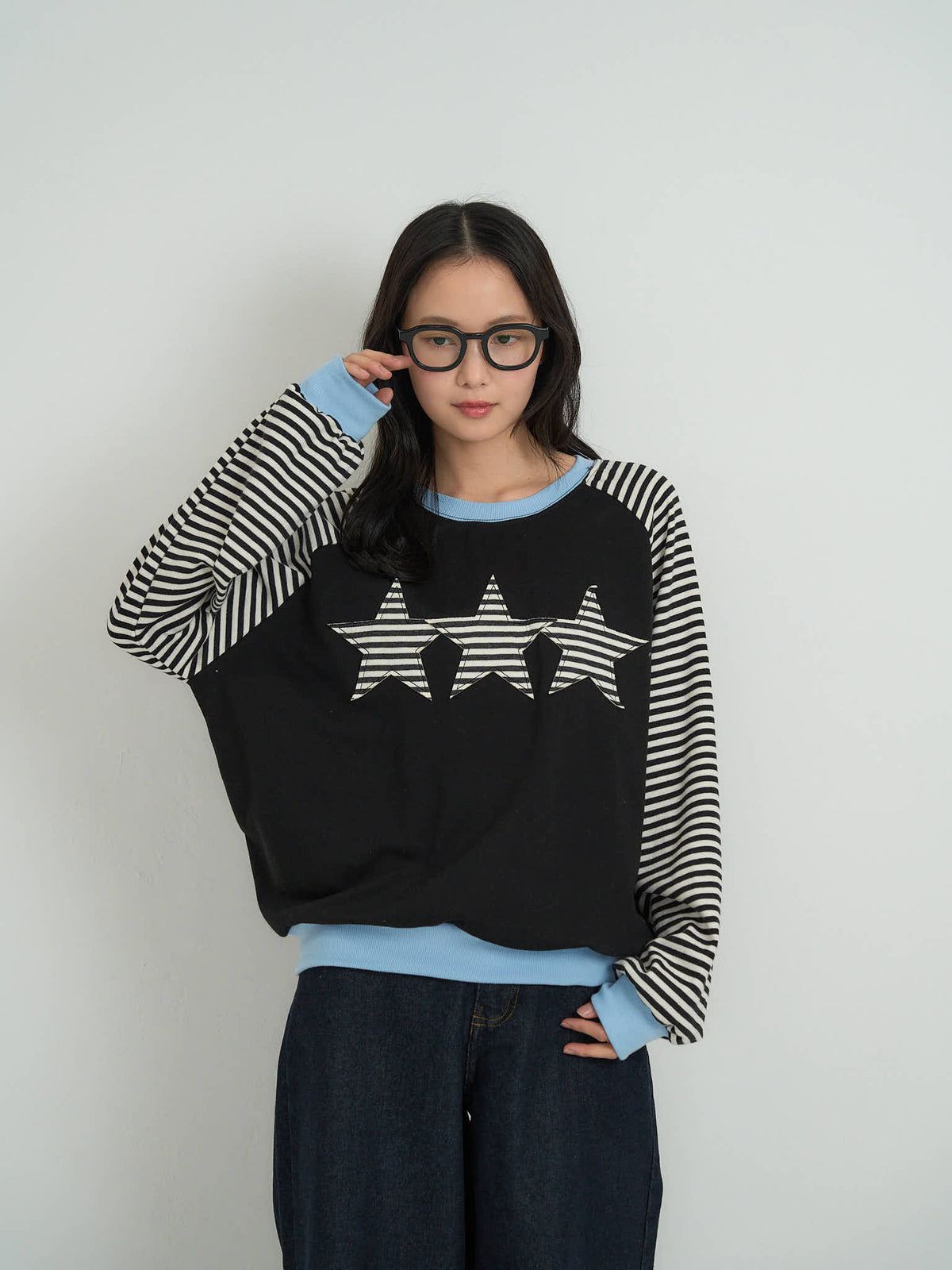 star patch border long tee