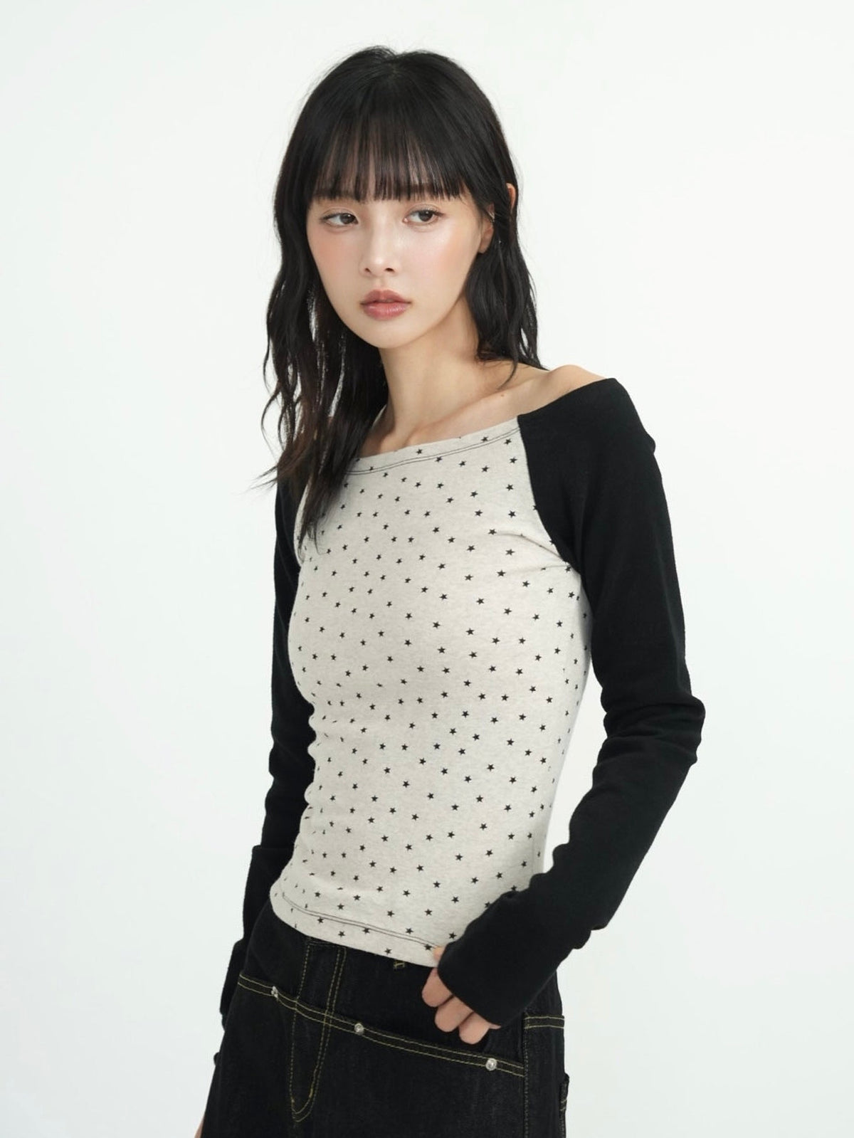 star dot raglan tops