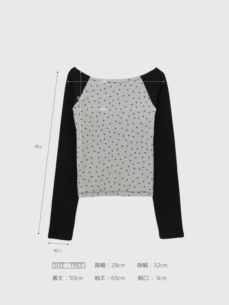 star dot raglan tops