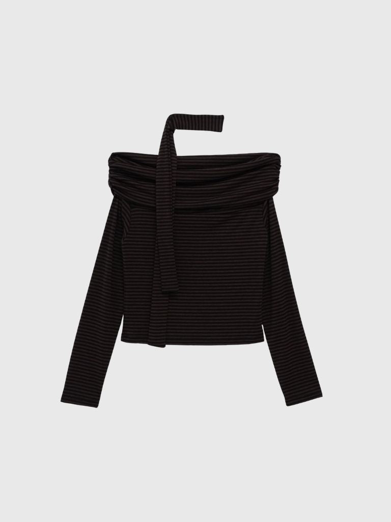 border offshoulder scarf tops