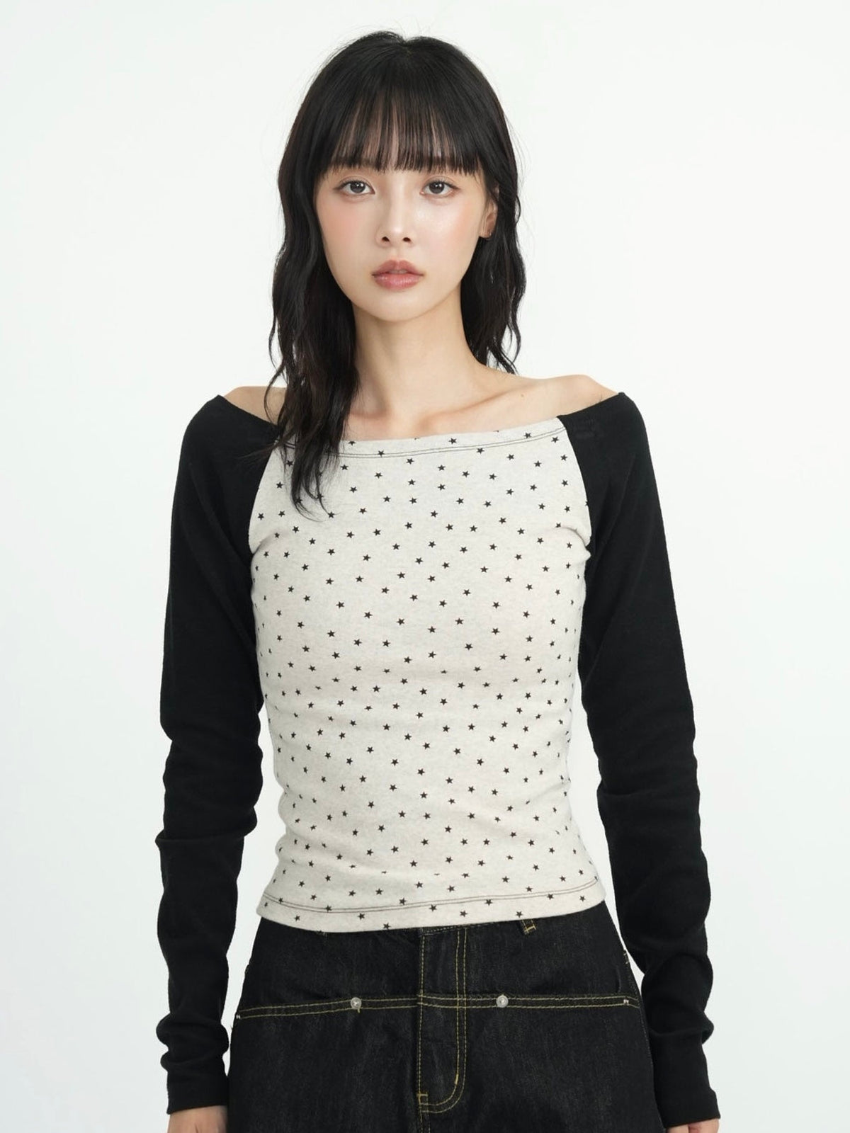 star dot raglan tops