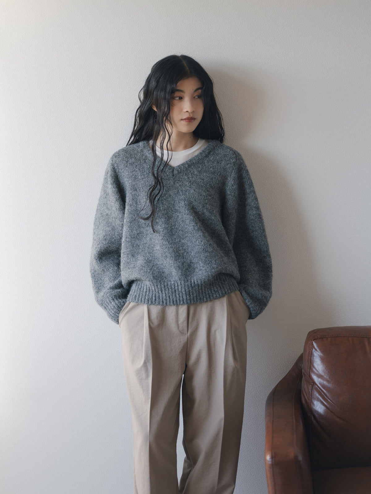 v neck soft knit