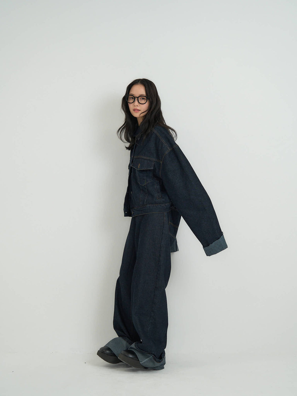 wide leg denim pants
