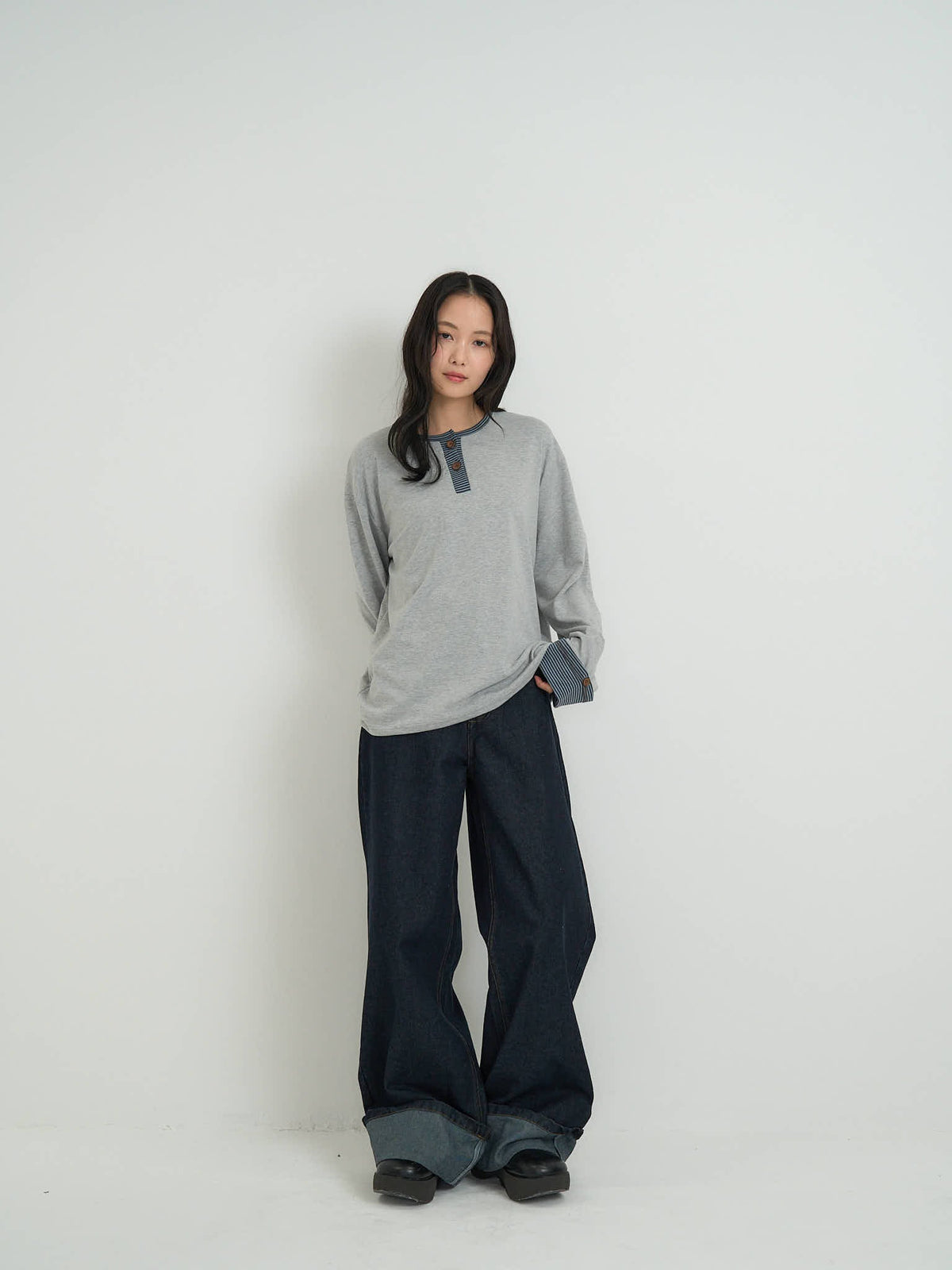 wide leg denim pants