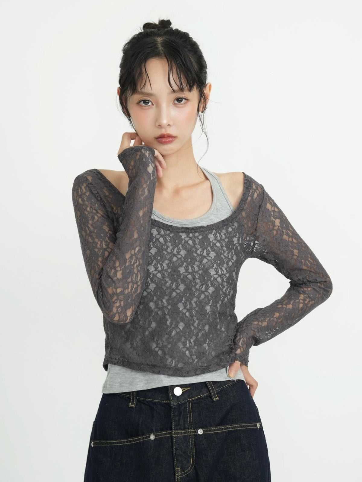 layered lace halter tops
