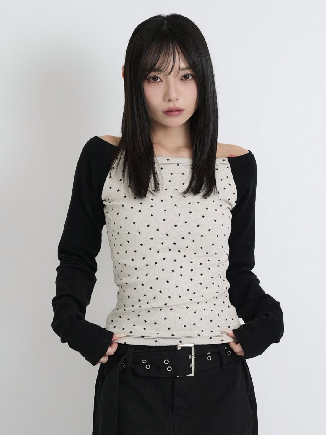 star dot raglan tops