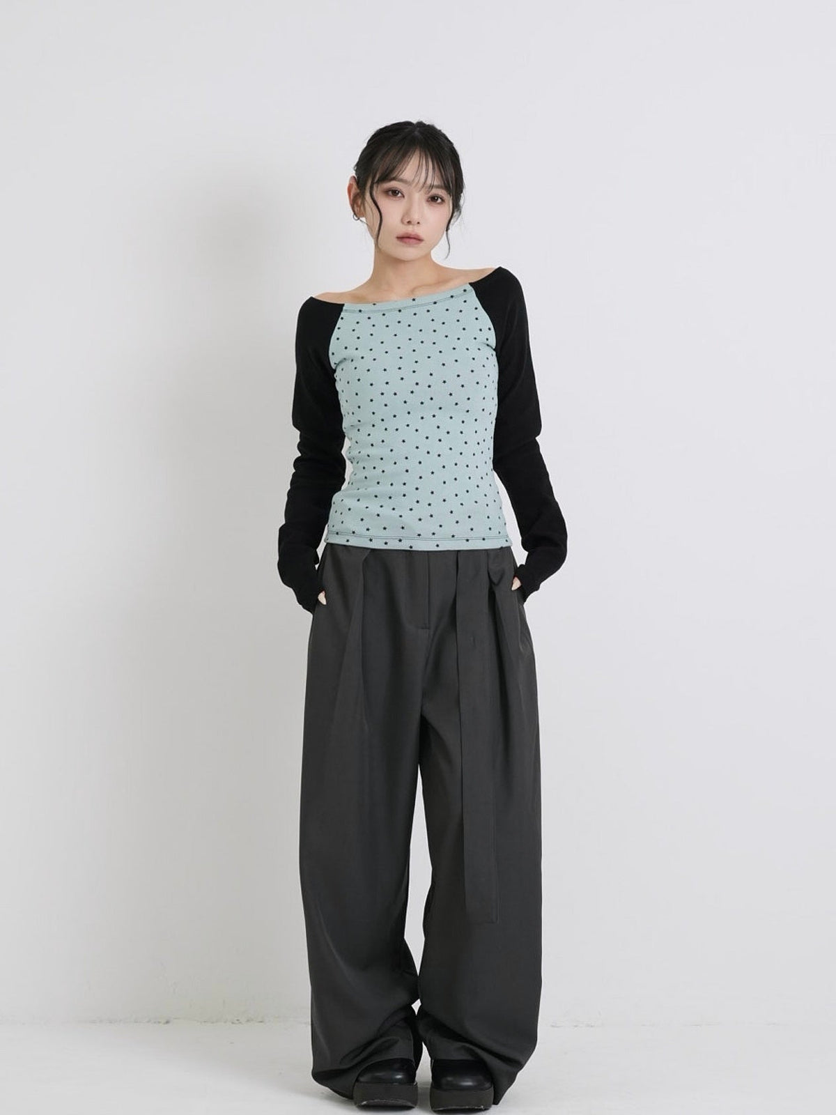 star dot raglan tops