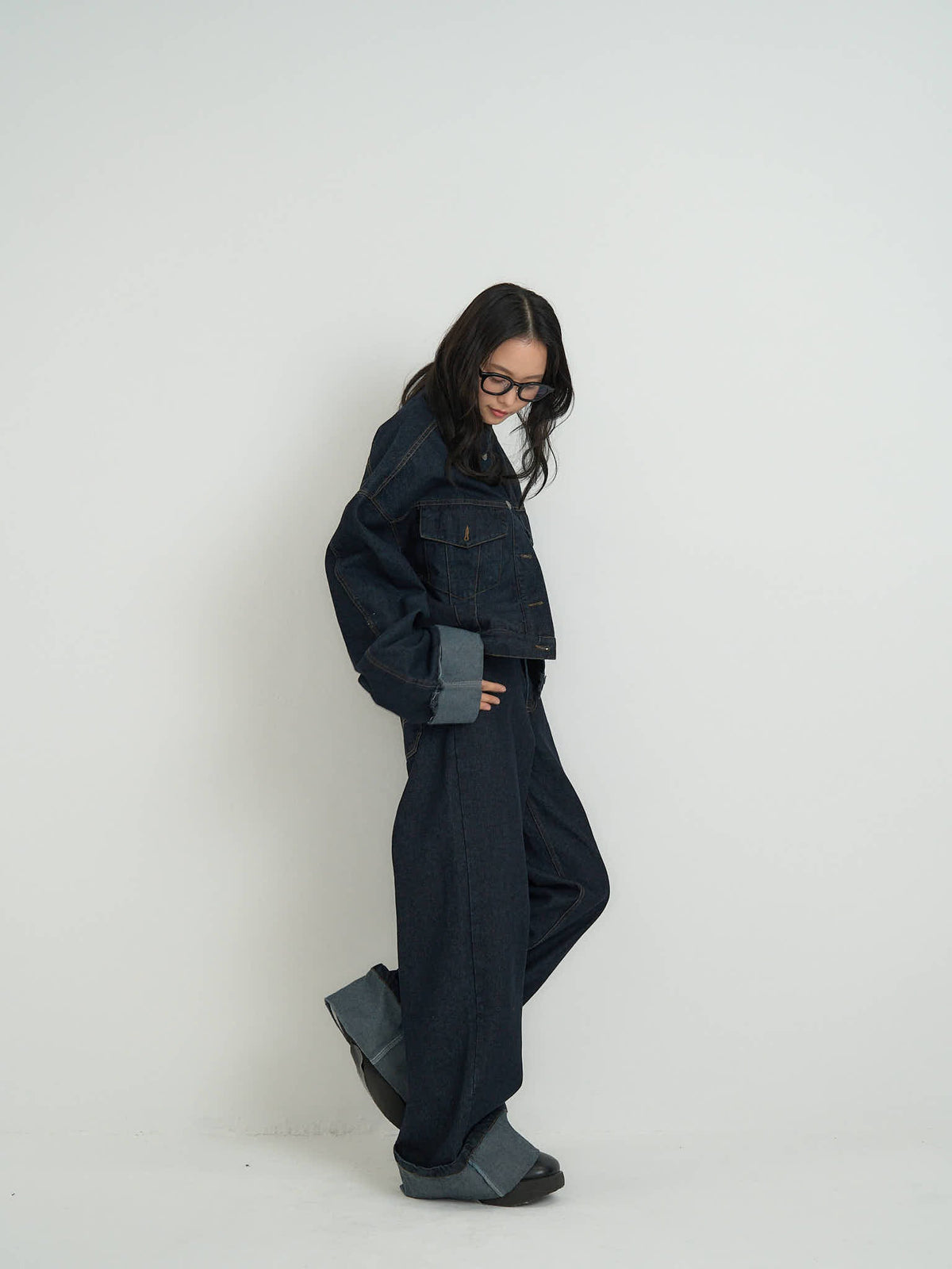 wide leg denim pants