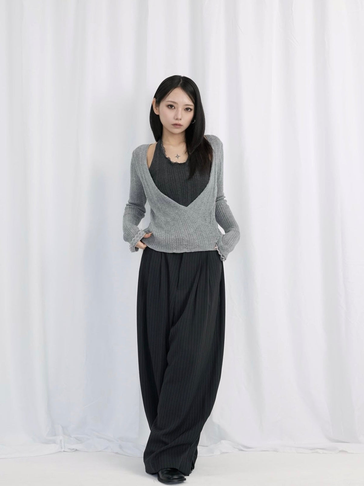 deep v neck cardigan