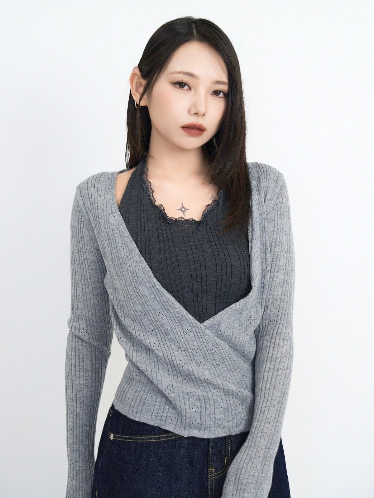 deep v neck cardigan