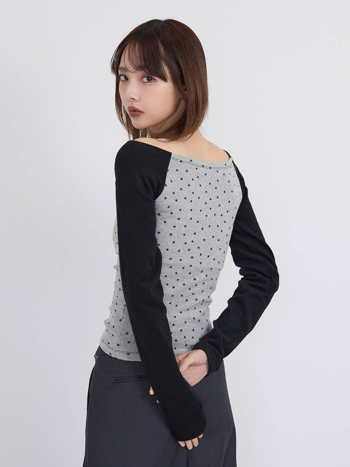 star dot raglan tops