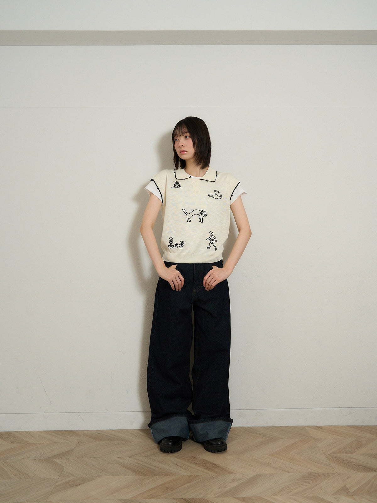 wide leg denim pants