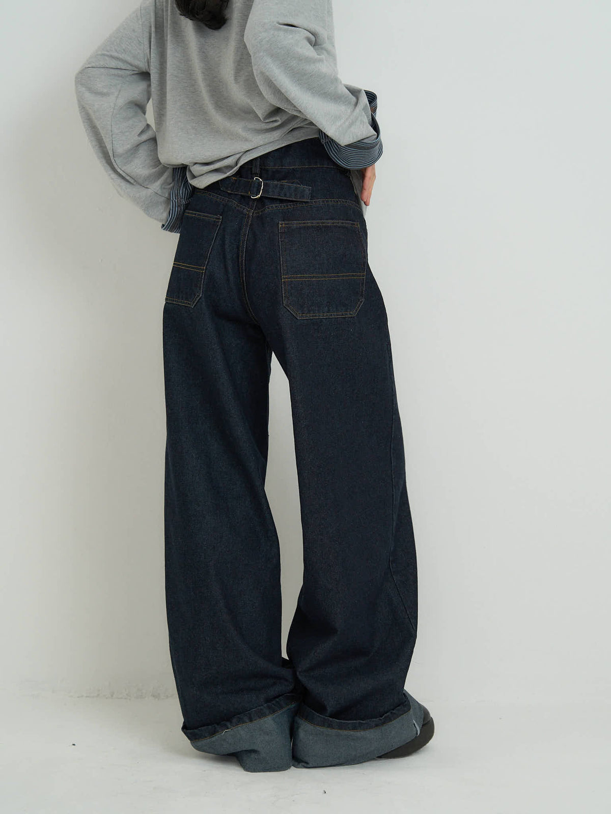 wide leg denim pants