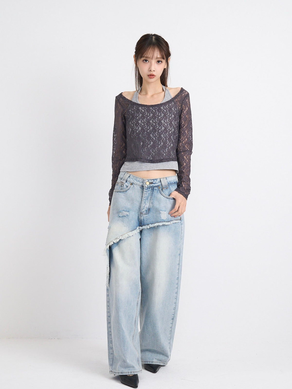layered lace halter tops