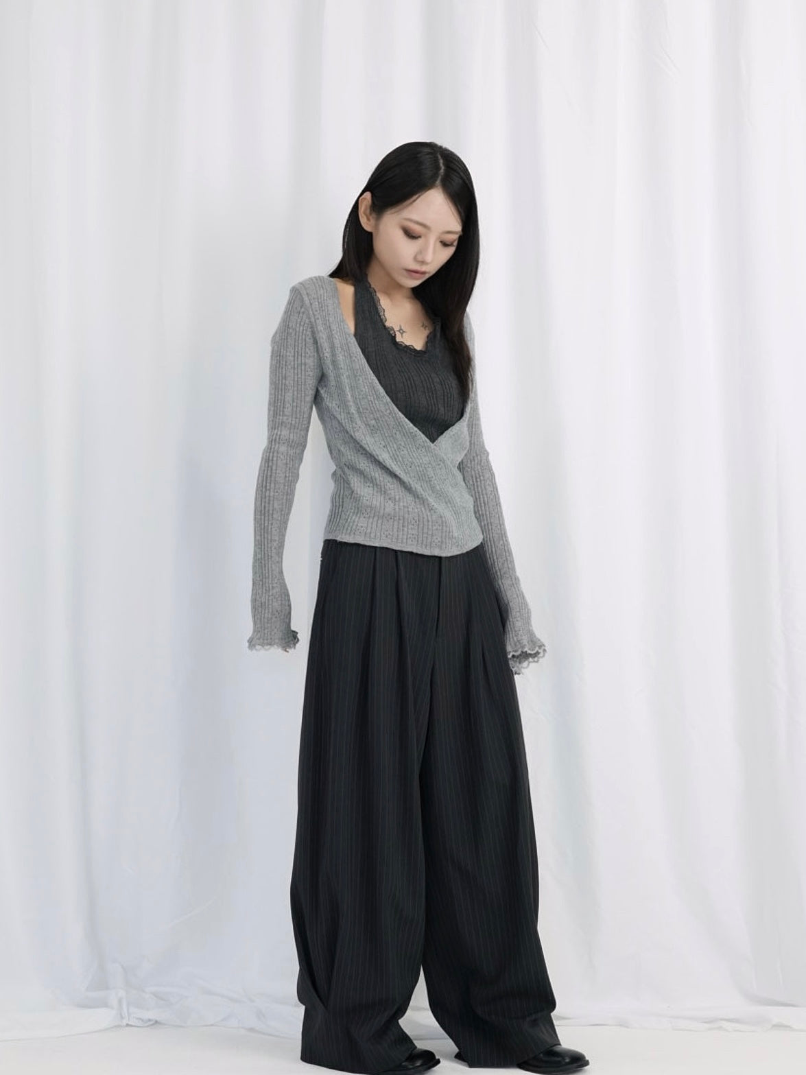 deep v neck cardigan