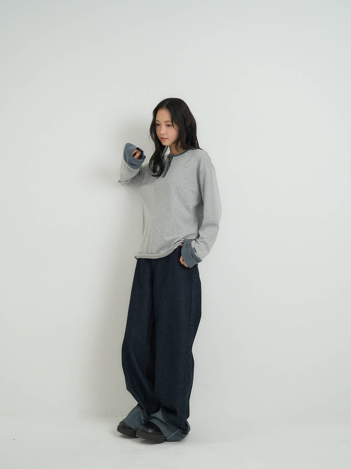 wide leg denim pants