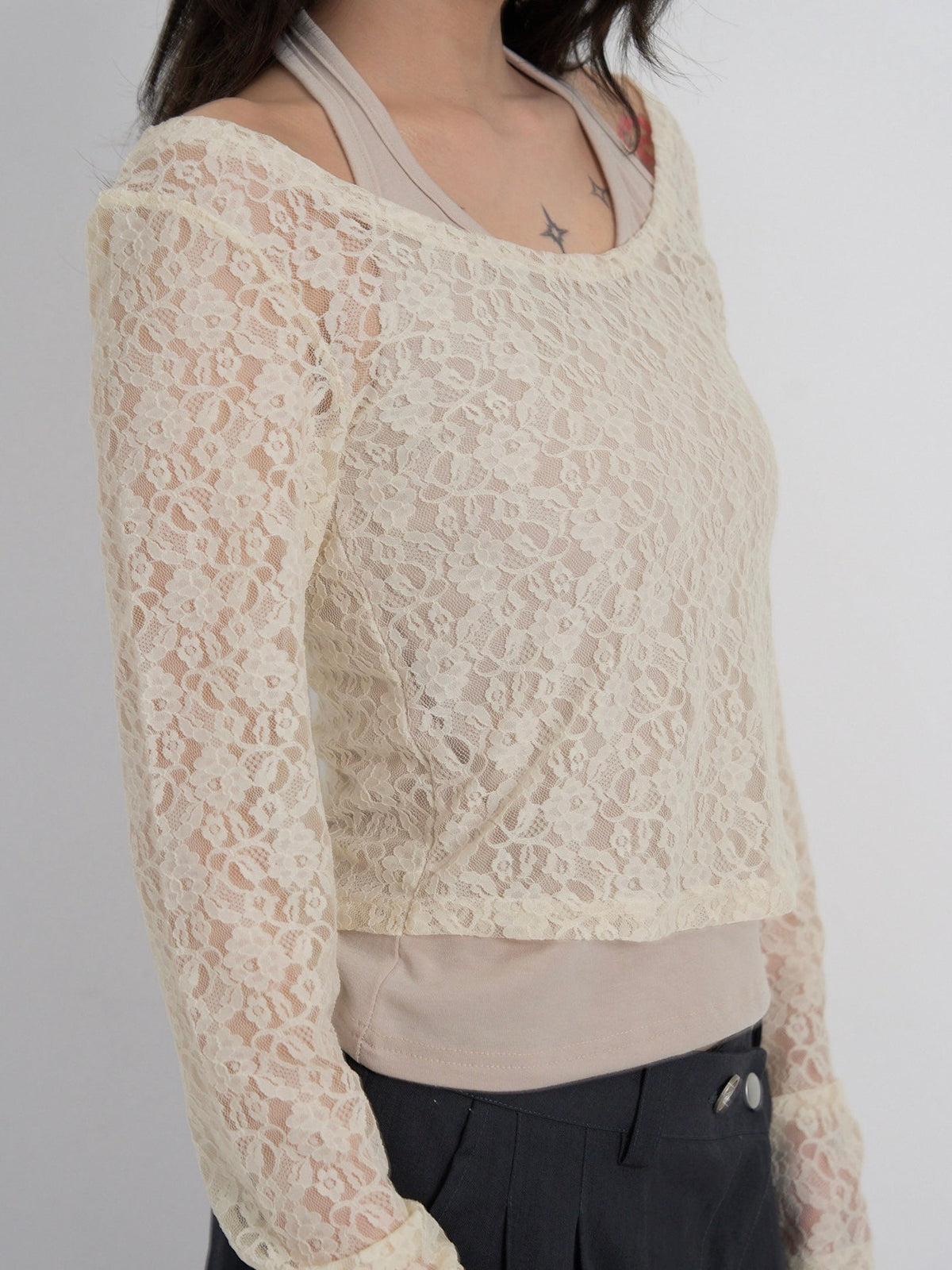 layered lace halter tops