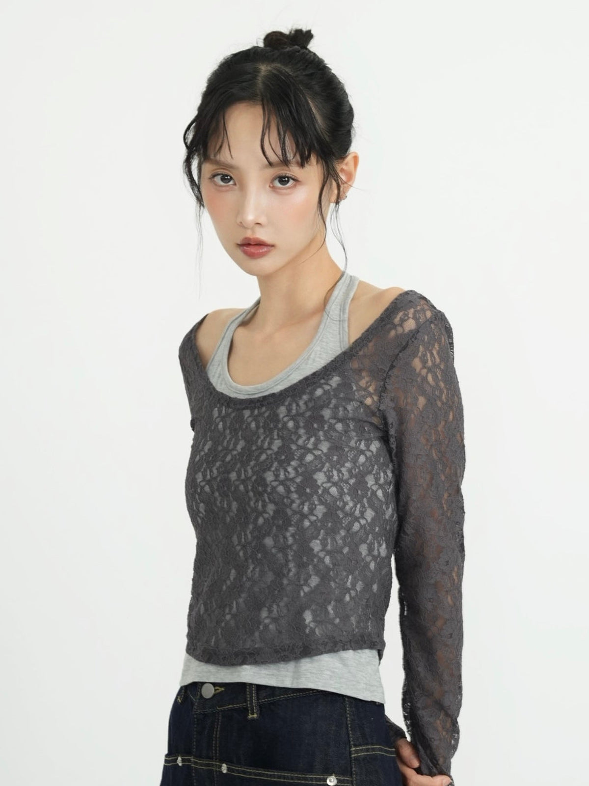 layered lace halter tops