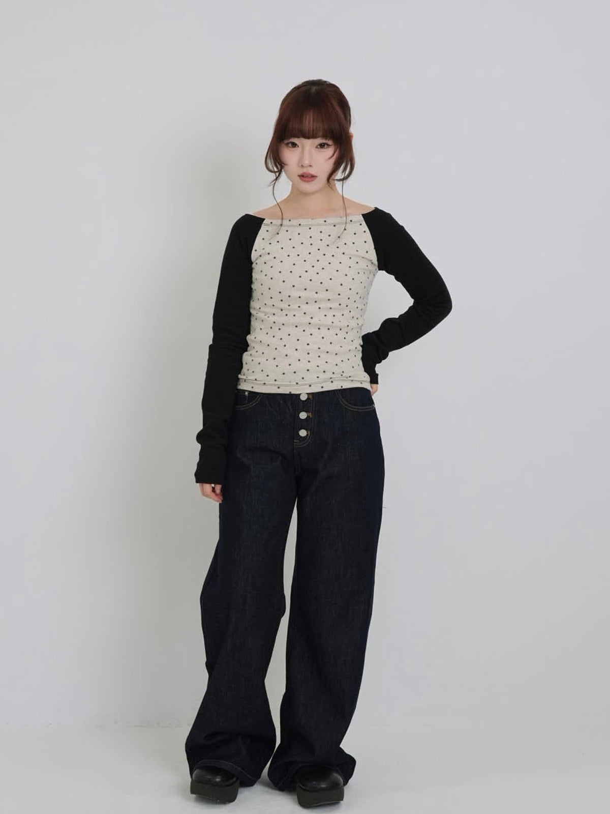star dot raglan tops
