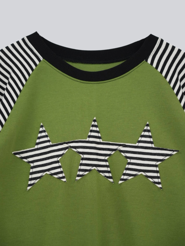 star patch border long tee