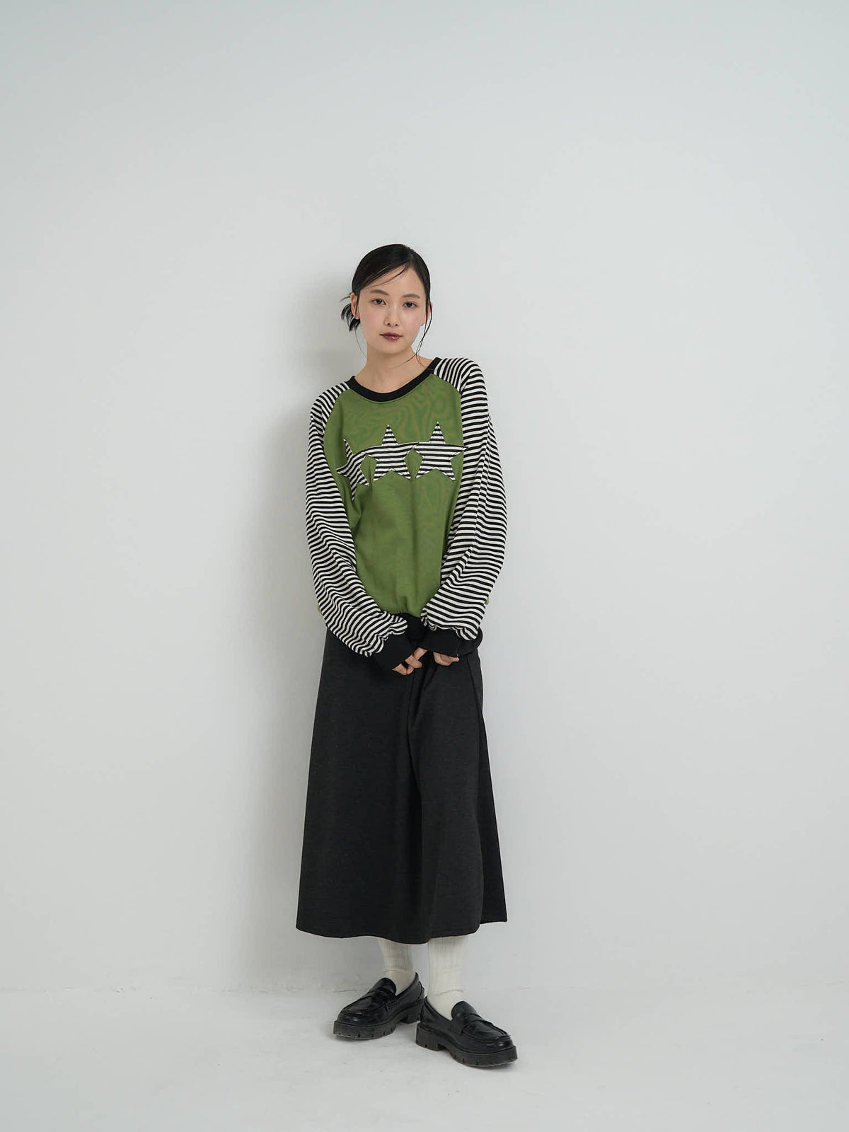 star patch border long tee