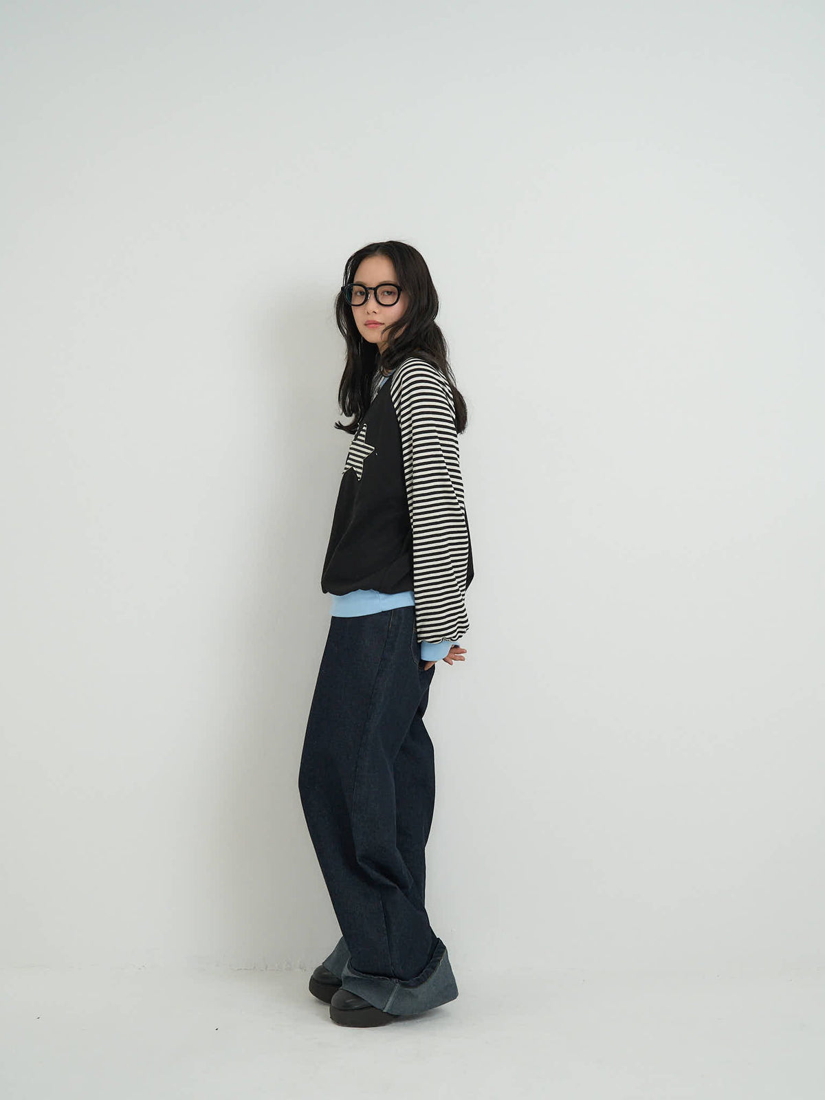 star patch border long tee