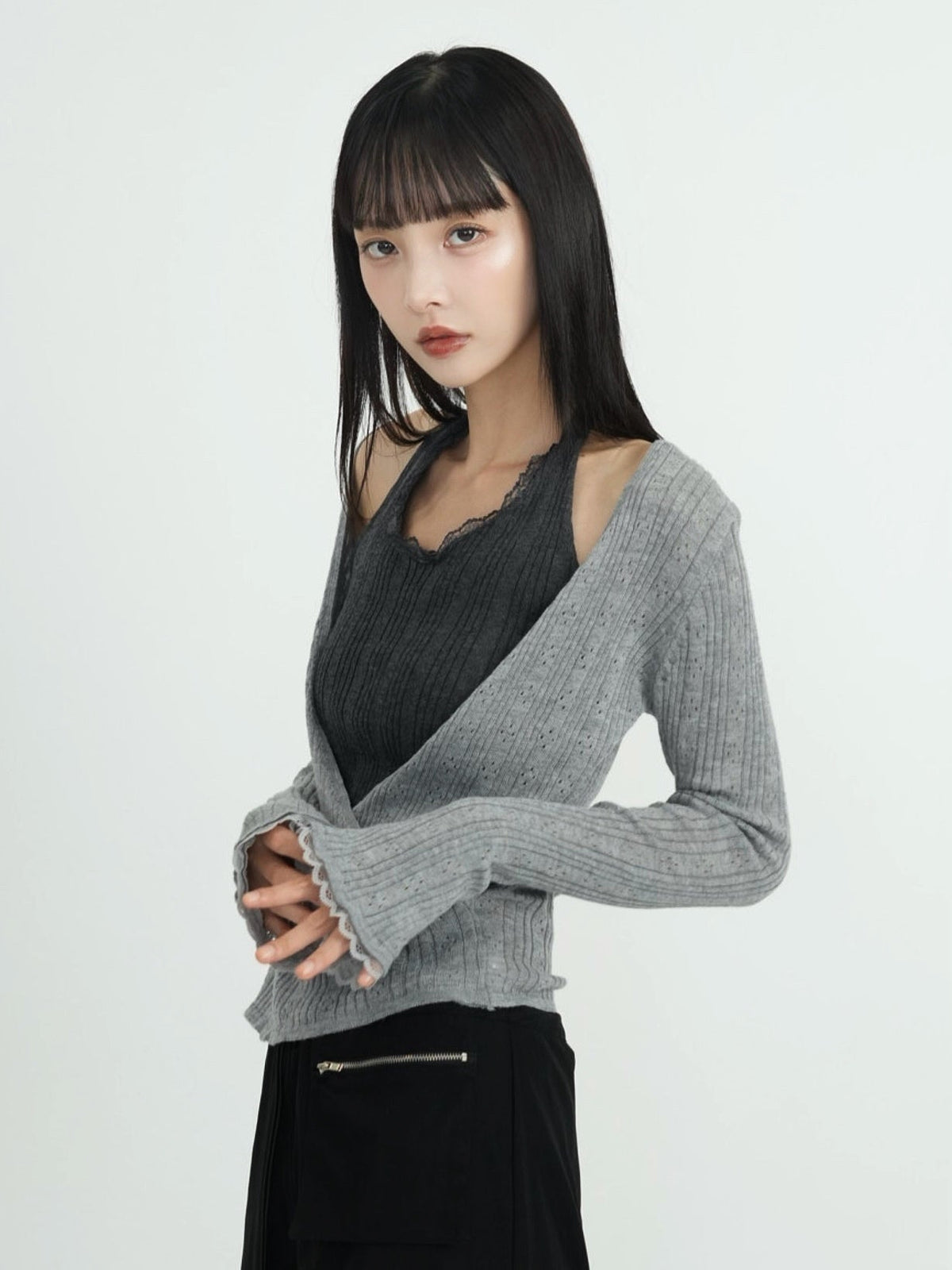 deep v neck cardigan