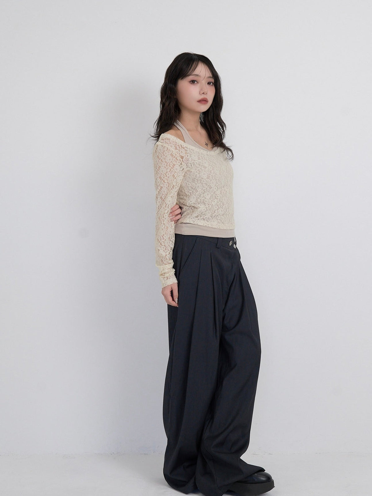 layered lace halter tops