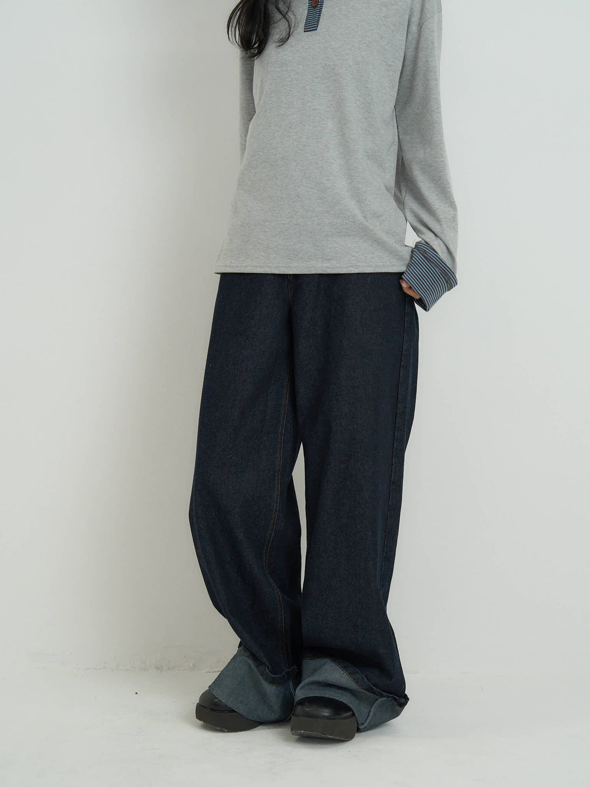 wide leg denim pants