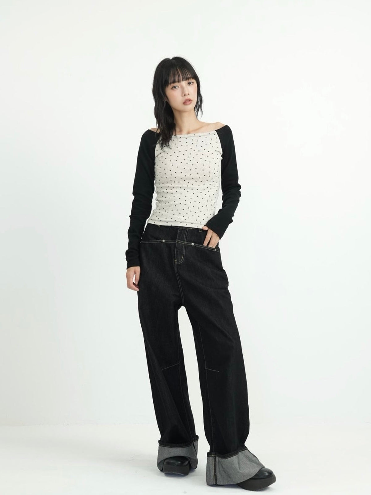 star dot raglan tops
