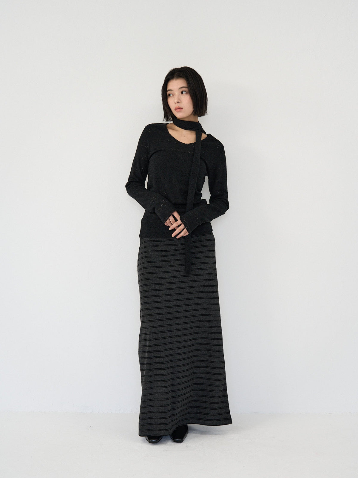 striped knit skirt