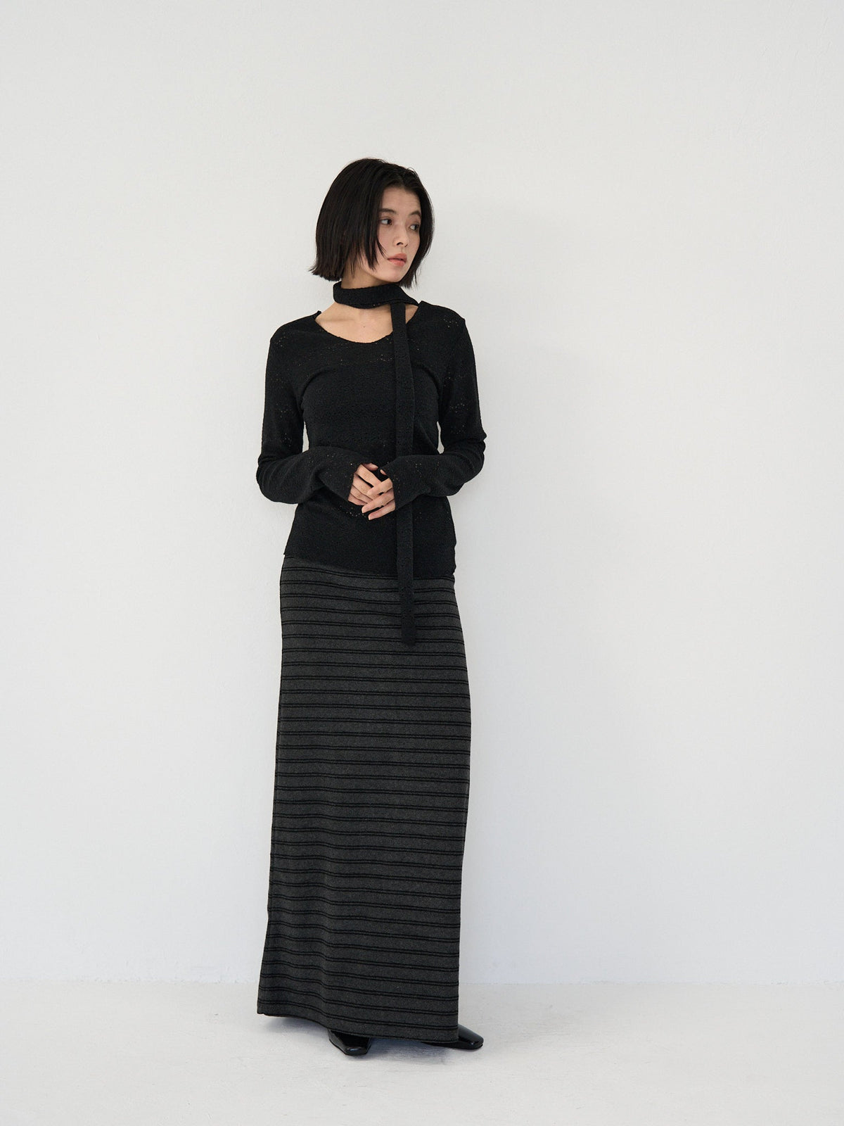 striped knit skirt