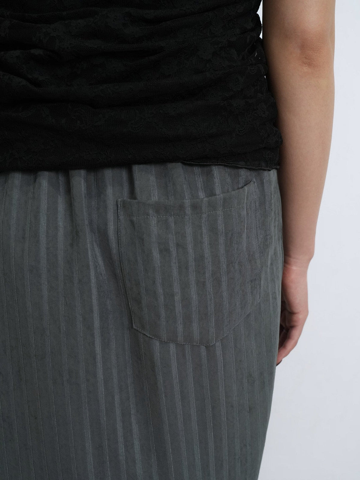 stripe gather skirt
